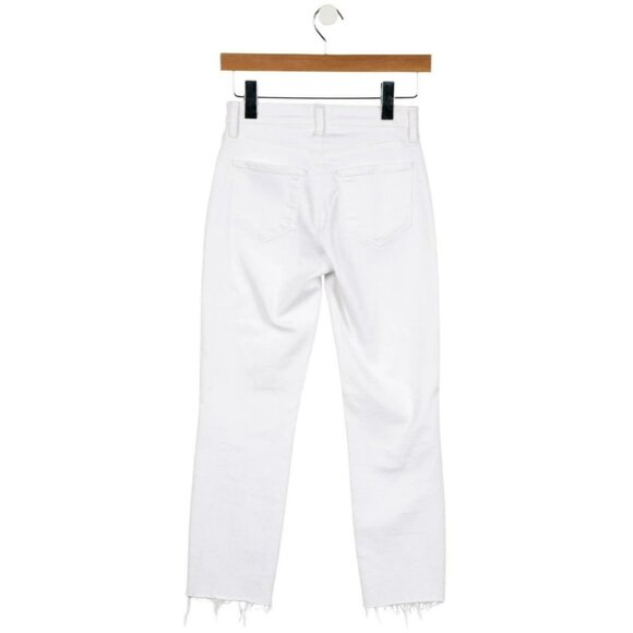 L’AGENCE Sada Jeans 23 | Cotton-Stretch | White | Mid-Rise Cropped Slim, Raw He - Picture 6 of 6